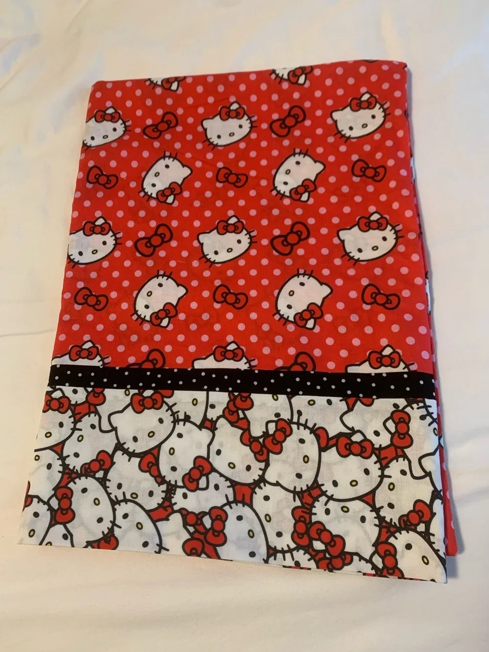 Handmade Hello Kitty Cotton Pillowcase - Red Polka Dot Standard Bedding like new